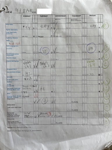 The paper version: the checklist our kids worked from for years